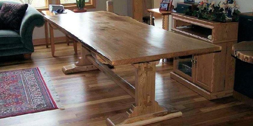 Live Edge Ash Trestle Dinning Table 